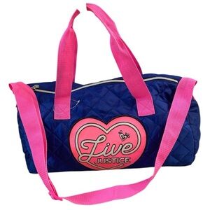 Live justice nylon blue quilted duffel bag